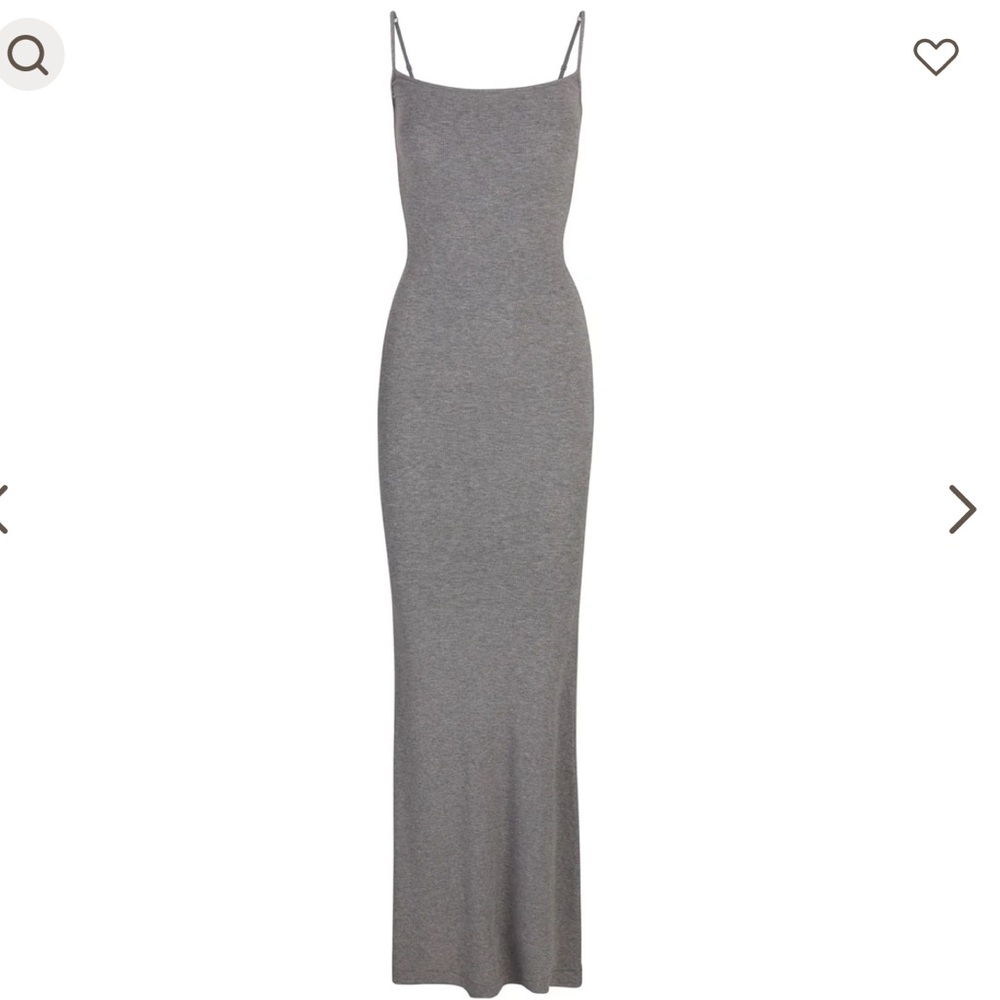 SKIMS Soft Lounge Long Slip Dress - Heather Grey
